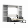 Bestar Bestar Pur Full Murphy Bed with Sofa and Shelving Units (109W) in White 26793-000017